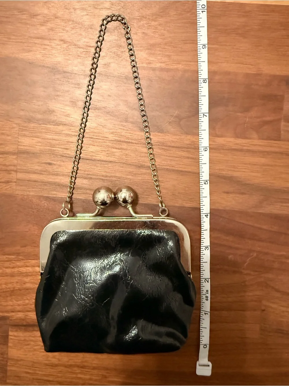 Classic Black Chain-Handle Kiss-Lock Bag